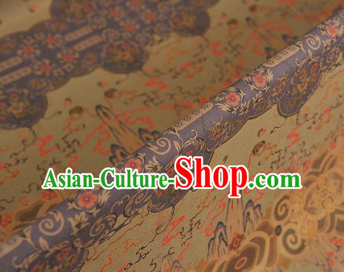 Chinese Cheongsam Silk Cloth Traditional Mountain Pattern DIY Fabric Gambiered Guangdong Gauze