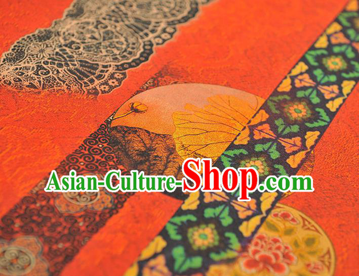 Chinese Cheongsam Silk Cloth Red Gambiered Guangdong Gauze Traditional Flowers Pattern Dress Fabric