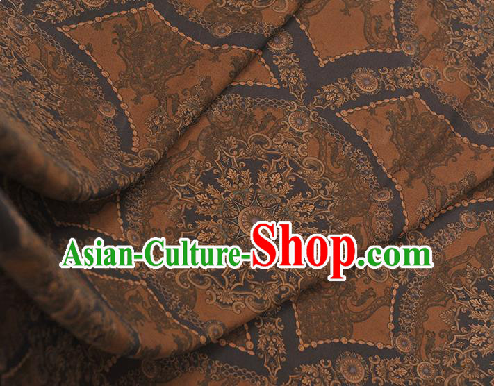 Chinese Tang Suit Brown Gambiered Guangdong Gauze Traditional Pattern Dress Fabric Cheongsam Silk Cloth