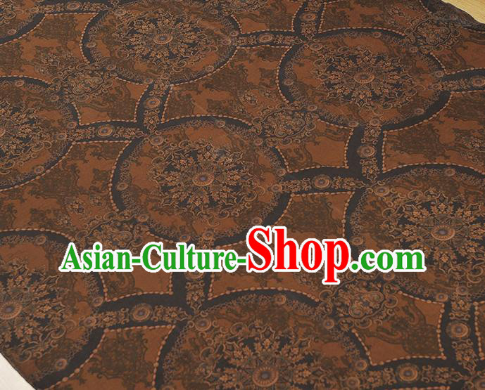 Chinese Tang Suit Brown Gambiered Guangdong Gauze Traditional Pattern Dress Fabric Cheongsam Silk Cloth