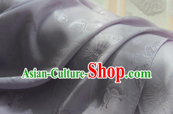 Chinese Traditional Cheongsam Jacquard Drapery Silk Fabric Classical Butterfly Pattern Brocade Lilac Satin Cloth