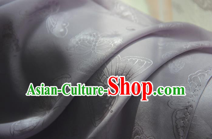 Chinese Traditional Cheongsam Jacquard Drapery Silk Fabric Classical Butterfly Pattern Brocade Lilac Satin Cloth