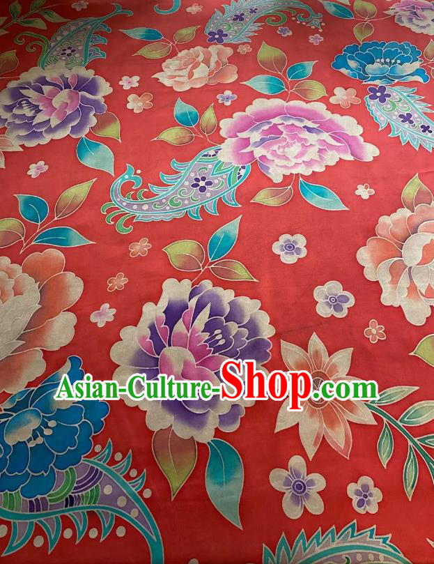 Chinese Silk Fabric Classical Pattern Brocade Red Satin Cloth Traditional Cheongsam Jacquard Drapery