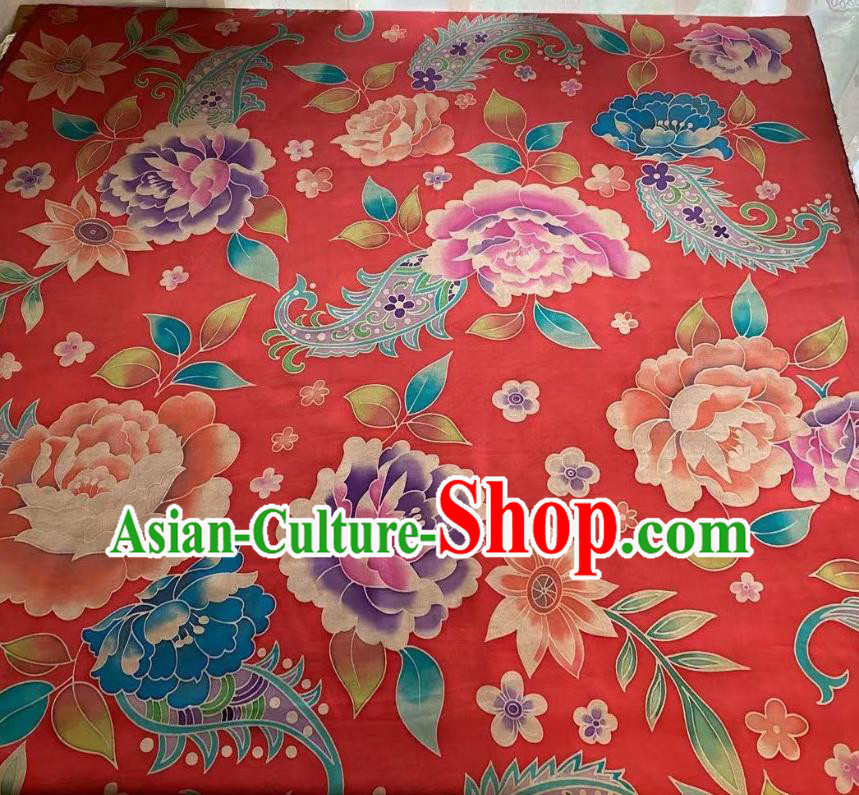 Chinese Silk Fabric Classical Pattern Brocade Red Satin Cloth Traditional Cheongsam Jacquard Drapery