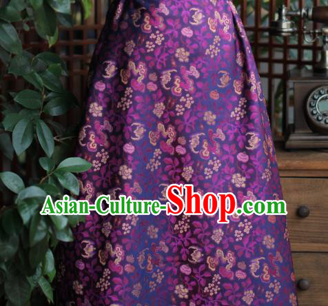 Chinese Classical Bats Pattern Song Brocade Purple Tapestry Cloth Traditional Cheongsam Jacquard Drapery Silk Fabric