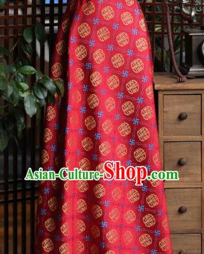 Chinese Silk Fabric Classical Lucky Pattern Song Brocade Red Tapestry Cloth Traditional Cheongsam Jacquard Drapery