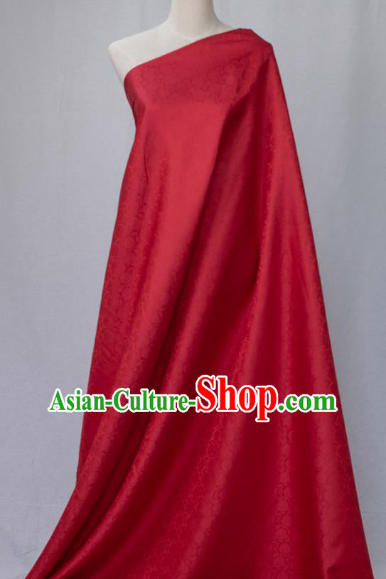 Chinese Traditional Qipao Dress Jacquard Drapery Silk Fabric Classical Lotus Pattern Brocade Red Tapestry Cloth