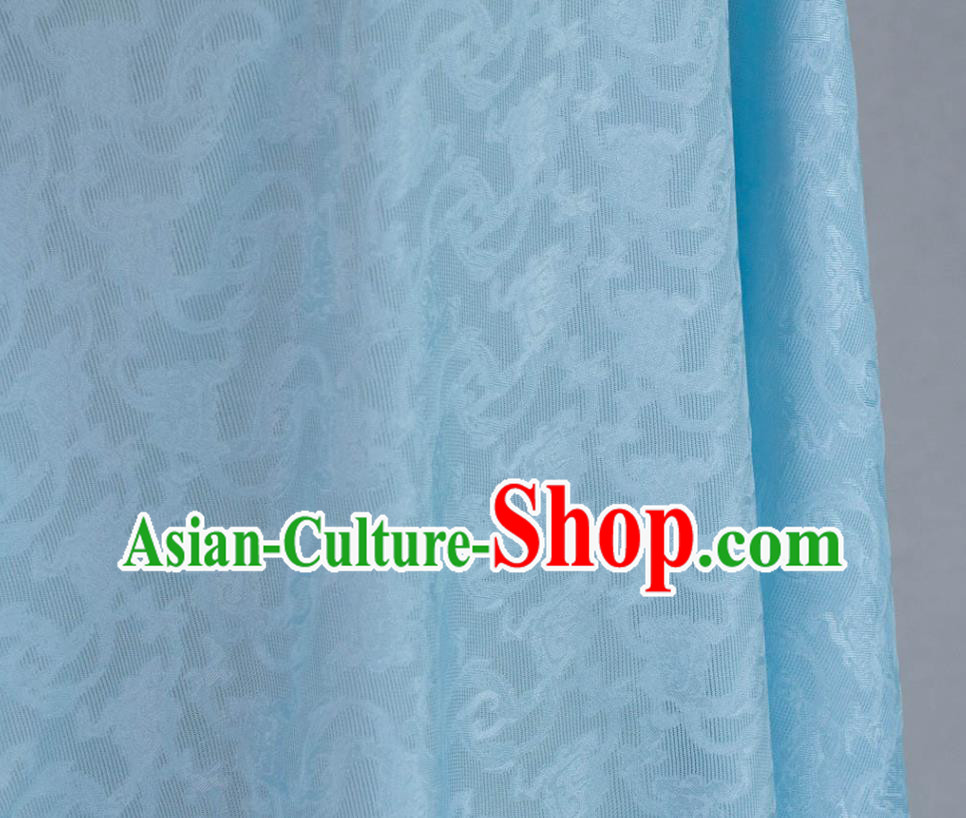 Chinese Silk Fabric Classical Cloud Pattern Blue Brocade Tapestry Cloth Traditional Qipao Dress Jacquard Drapery