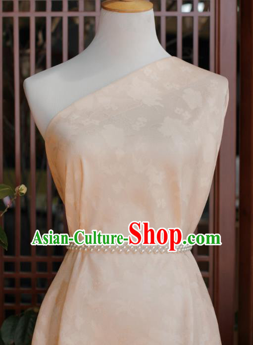 Chinese Classical Camellia Pattern Brocade Cloth Jacquard Tapestry Cloth Traditional Qipao Dress Drapery Champagne Silk Fabric