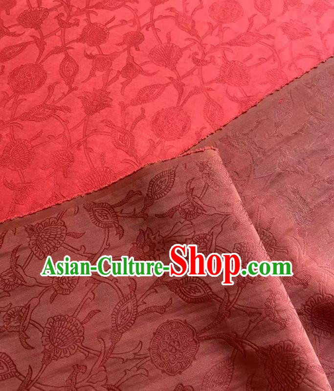 Chinese Classical Peony Pattern Brocade Cloth Gambiered Guangdong Gauze Traditional Cheongsam Drapery Red Silk Fabric