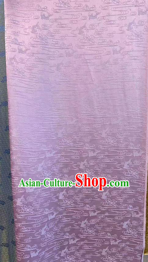 Chinese Jacquard Tapestry Cloth Traditional Qipao Dress Drapery Silk Fabric Classical Carps Pattern Lilac Brocade