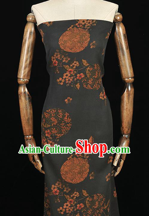 Chinese High Quality Gambiered Guangdong Gauze Traditional Pattern Wedding Dress Fabric Cheongsam Deep Grey Silk Cloth