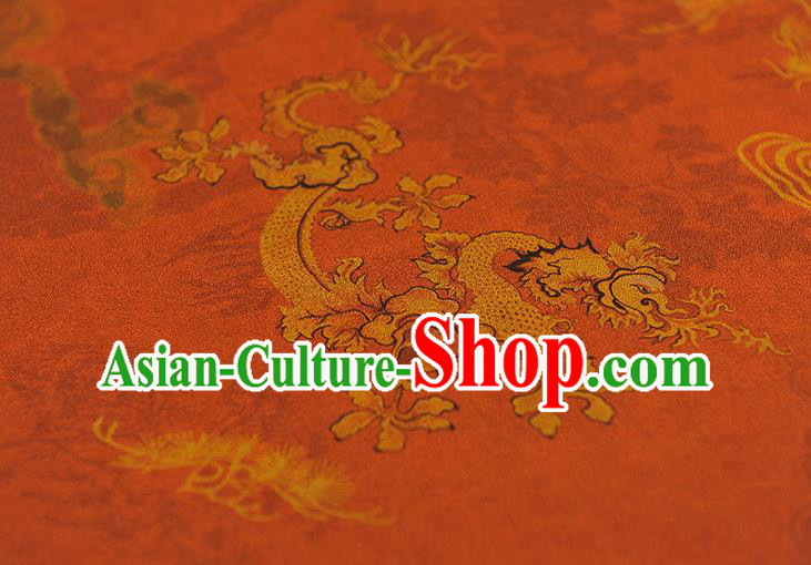 Chinese Traditional Dragon Phoenix Pattern Dress Fabric Cheongsam Silk Cloth Orange Gambiered Guangdong Gauze
