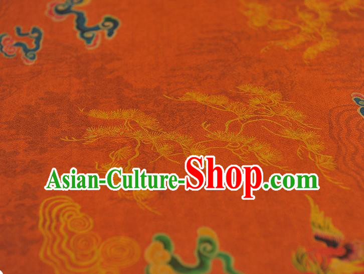 Chinese Traditional Dragon Phoenix Pattern Dress Fabric Cheongsam Silk Cloth Orange Gambiered Guangdong Gauze