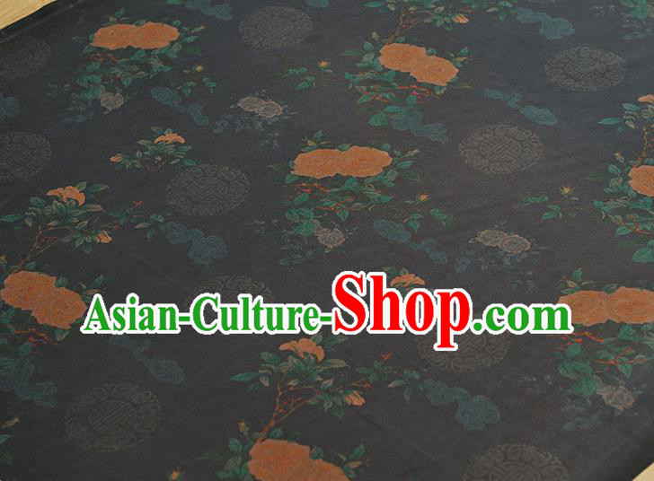 Top Chinese Traditional Roses Pattern Dress Cloth Cheongsam Silk Fabric Navy Gambiered Guangdong Gauze