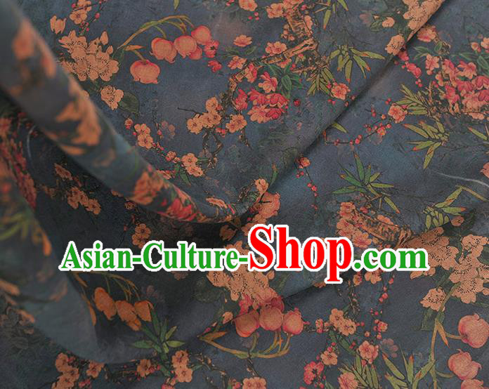 Top Chinese Traditional Convallaria Pattern Dress Cloth Cheongsam Silk Fabric Blue Gambiered Guangdong Gauze