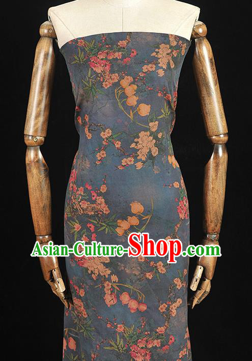 Top Chinese Traditional Convallaria Pattern Dress Cloth Cheongsam Silk Fabric Blue Gambiered Guangdong Gauze