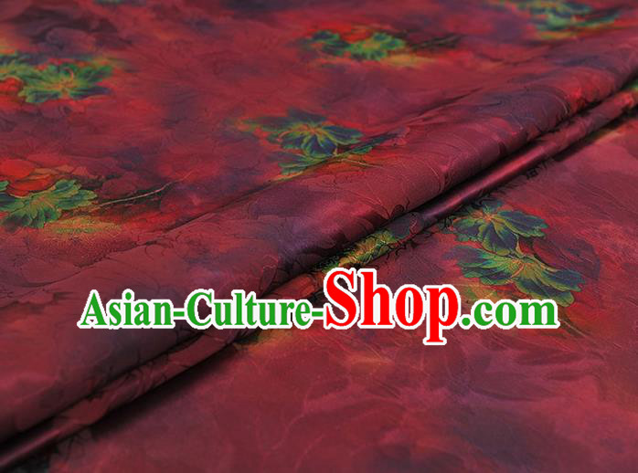 Top Chinese Gambiered Guangdong Gauze Traditional Qipao Dress Satin Cloth Cheongsam Purple Silk Fabric