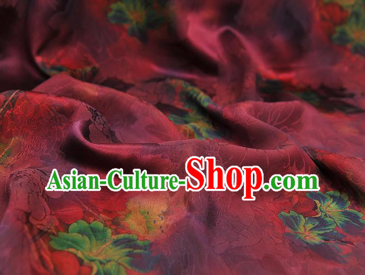 Top Chinese Gambiered Guangdong Gauze Traditional Qipao Dress Satin Cloth Cheongsam Purple Silk Fabric