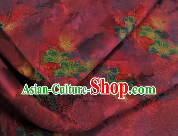 Top Chinese Gambiered Guangdong Gauze Traditional Qipao Dress Satin Cloth Cheongsam Purple Silk Fabric