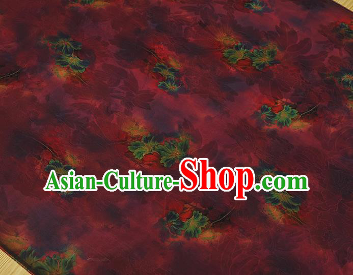 Top Chinese Gambiered Guangdong Gauze Traditional Qipao Dress Satin Cloth Cheongsam Purple Silk Fabric