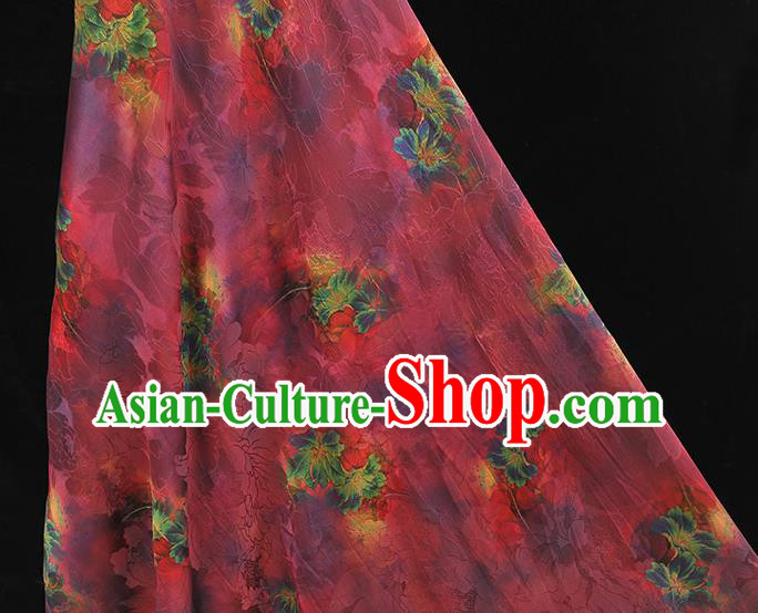 Top Chinese Gambiered Guangdong Gauze Traditional Qipao Dress Satin Cloth Cheongsam Purple Silk Fabric