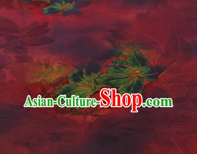 Top Chinese Gambiered Guangdong Gauze Traditional Qipao Dress Satin Cloth Cheongsam Purple Silk Fabric