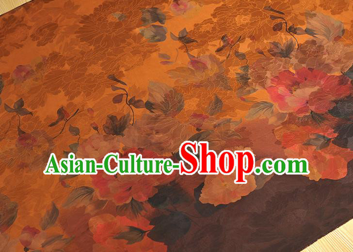 Top Chinese Cheongsam Silk Fabric Classical Gambiered Guangdong Gauze Traditional Jacquard Ginger Brocade Cloth