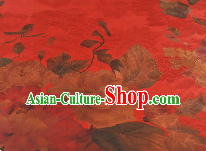 Top Chinese Traditional Jacquard Red Brocade Cloth Cheongsam Silk Fabric Classical Gambiered Guangdong Gauze