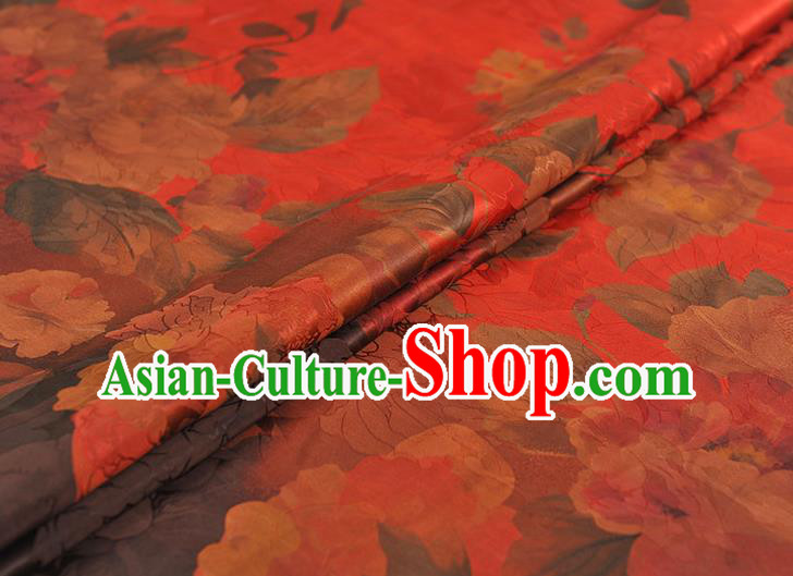 Top Chinese Traditional Jacquard Red Brocade Cloth Cheongsam Silk Fabric Classical Gambiered Guangdong Gauze