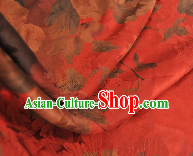 Top Chinese Traditional Jacquard Red Brocade Cloth Cheongsam Silk Fabric Classical Gambiered Guangdong Gauze