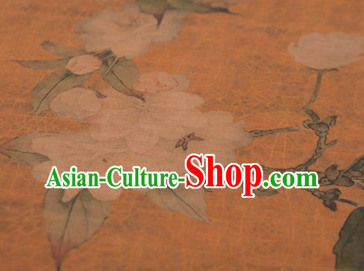 Chinese Traditional Hibiscus Pattern Dress Cloth Cheongsam Silk Fabric Top Ginger Gambiered Guangdong Gauze