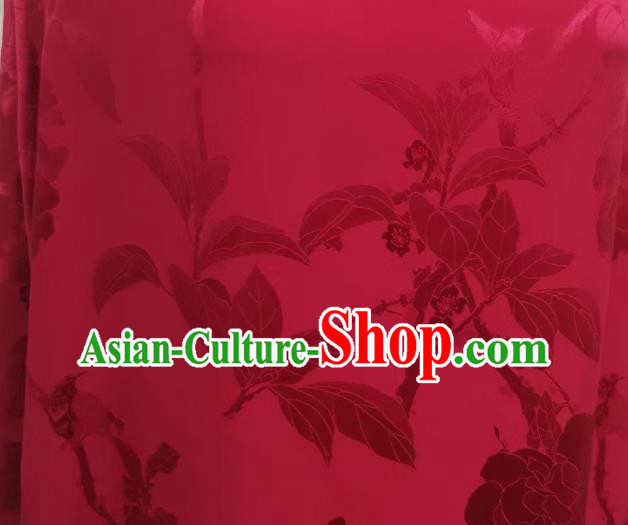Chinese Traditional Flowers Vase Pattern Brocade Drapery Cheongsam Wine Red Silk Fabric Classical Jacquard Satin Cloth