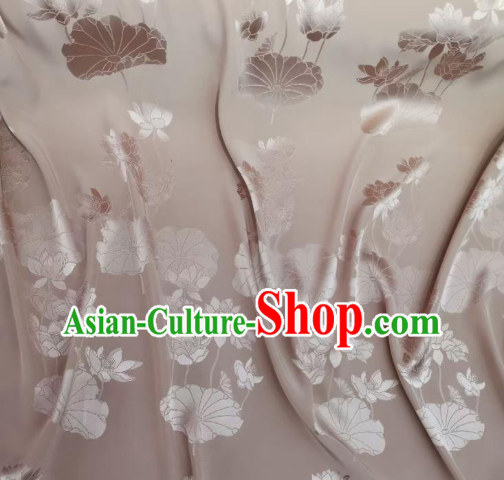 Chinese Cheongsam Silk Fabric Classical Lotus Pattern Pink Satin Cloth Traditional Jacquard Brocade Drapery