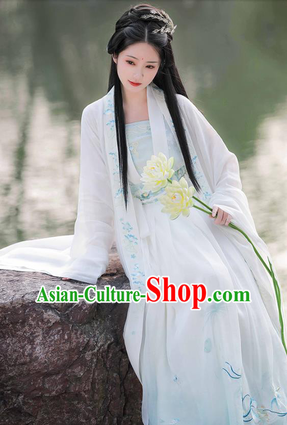 China Ancient Lotus Fairy Hanfu Dress Traditional Tang Dynasty Princess Garment Clothing