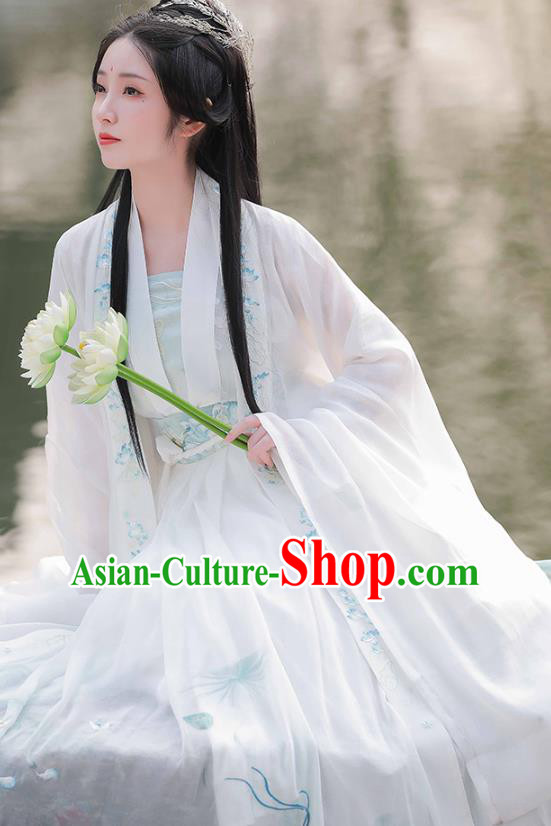 China Ancient Lotus Fairy Hanfu Dress Traditional Tang Dynasty Princess Garment Clothing
