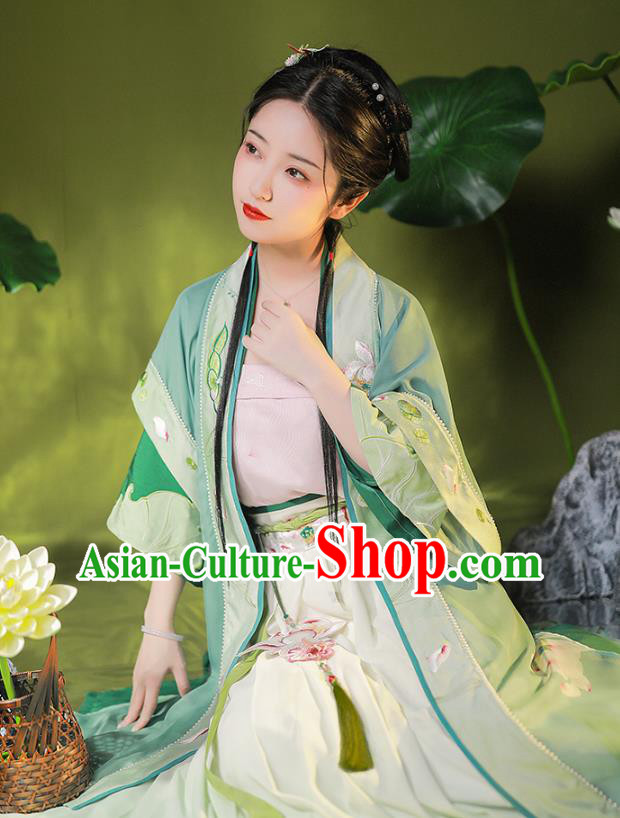 China Traditional Song Dynasty Young Lady Garment Clothing Ancient Village Girl Hanfu Dress for Women