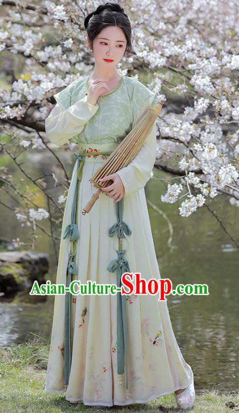 China Ancient Village Girl Hanfu Dress Traditional Tang Dynasty Historical Garment Clothing for Civilian Lady