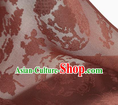 Chinese Traditional Cheongsam Drapery Rust Red Silk Fabric Classical Pattern Brocade Cloth Jacquard Tapestry Material