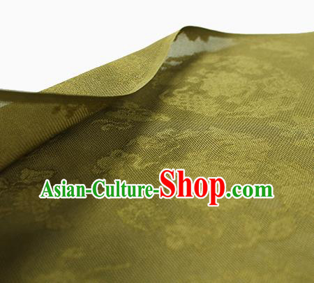 Chinese Olive Green Silk Fabric Classical Pattern Brocade Cloth Jacquard Tapestry Material Traditional Cheongsam Drapery