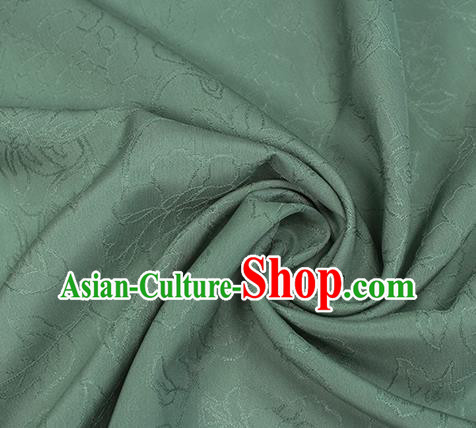 Chinese Jacquard Tapestry Material Traditional Cheongsam Drapery Green Silk Fabric Classical Camellia Pattern Brocade Cloth
