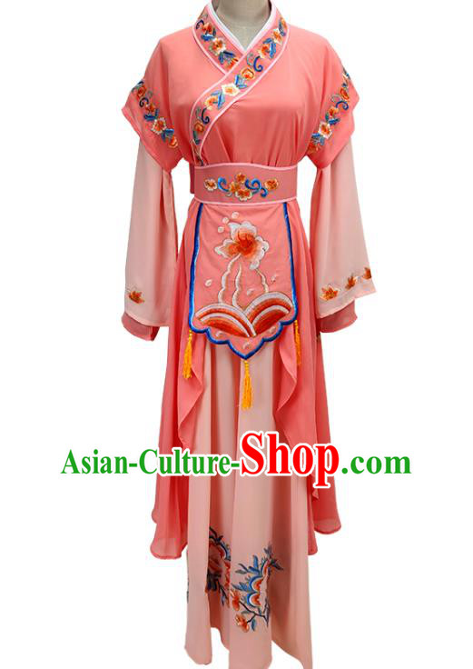 Chinese Shaoxing Opera Court Maid Garment Beijing Opera Diva Clothing Traditional Peking Opera Young Lady Orange Dress