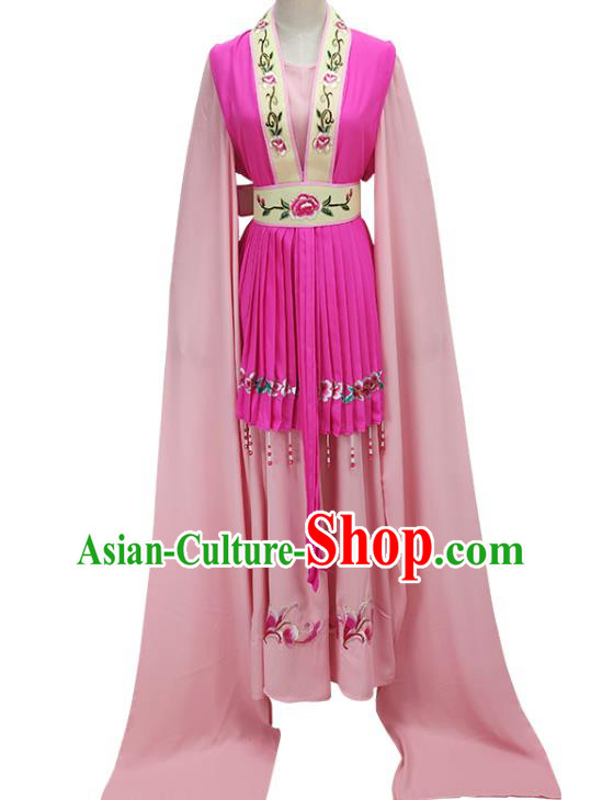 Chinese Traditional Peking Opera Diva Rosy Dress Shaoxing Opera Servant Girl Garment Beijing Opera Actress Clothing