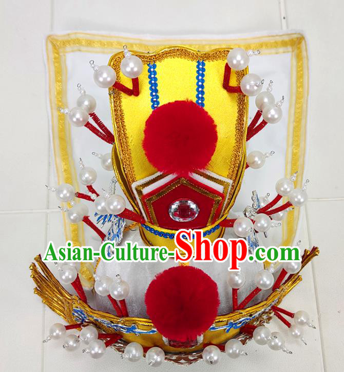 China Beijing Opera General Headwear Shaoxing Opera Warrior Golden Helmet Hat