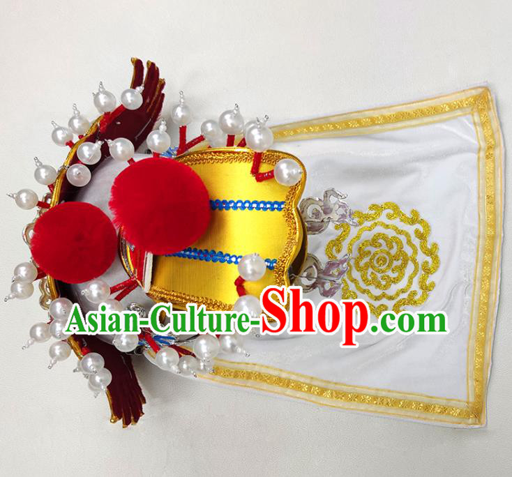 China Beijing Opera General Headwear Shaoxing Opera Warrior Golden Helmet Hat