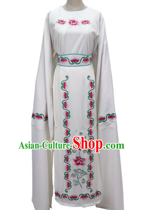 Chinese Shaoxing Opera Taoist Nun Garment Beijing Opera Actress Clothing Traditional Peking Opera Hua Tan White Dress