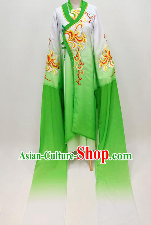 Chinese Beijing Opera Actress Green Clothing Traditional Peking Opera Diva Water Sleeve Dress Shaoxing Opera Young Beauty Garment