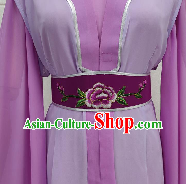 Traditional Chinese Beijing Opera Actress Clothing Peking Opera Young Lady Purple Dress Garments