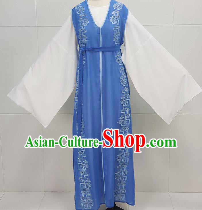 China Peking Opera Scholar Li Menglong Garments Traditional Shaoxing Opera Niche Young Male Blue Clothing