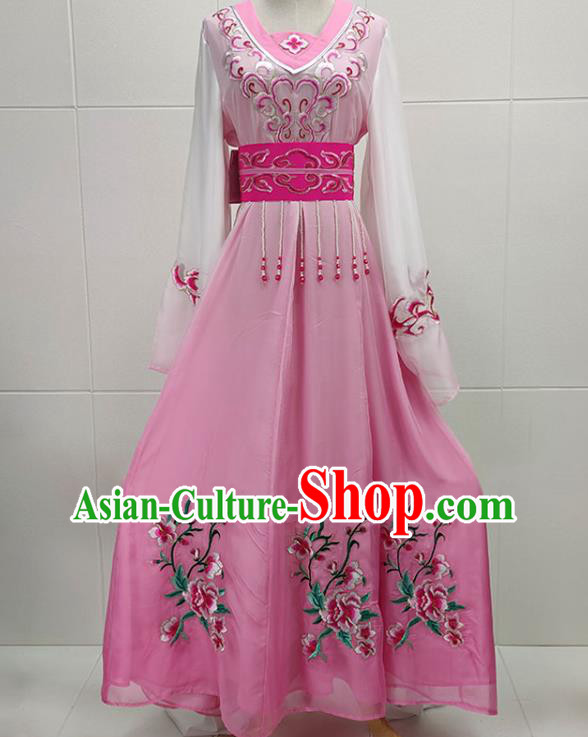 Chinese Beijing Opera Fairy Clothing Traditional Shaoxing Opera Young Beauty Pink Dress Garments